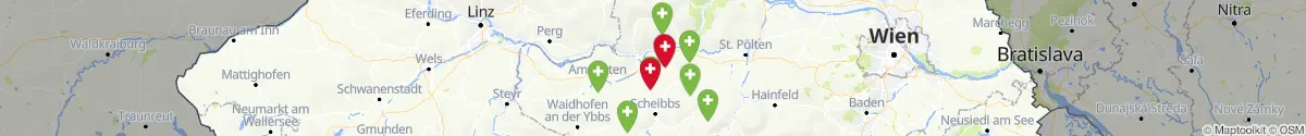 Kartenansicht für Apotheken-Notdienste in der Nähe von Bergland (Melk, Niederösterreich)